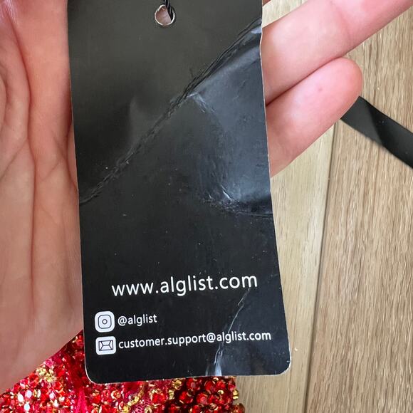 ALGIST Women's Beaded Embellished Mini Dress Size XS/S In Red - Picture 12 of 14